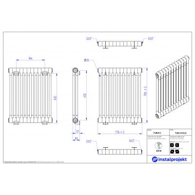 Instal Projekt Tubus 2 TUB207012 grzejnik pokojowy 70x57.6 cm podłączenie boczne