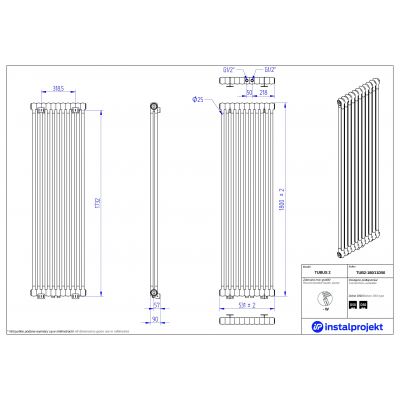 Instal Projekt Tubus 2 TUB218011D50 grzejnik pokojowy 180x53.1 cm podłączenie dolne biały