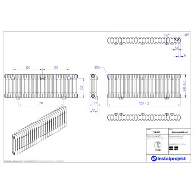 Instal Projekt Tubus 3 TUB304027D50P grzejnik pokojowy 40x125.9 cm podłączenie dolne