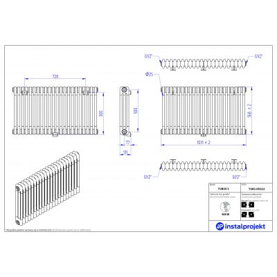 Instal Projekt Tubus 3 TUB305022 grzejnik pokojowy 56.8x13.1 cm podłączenie boczne