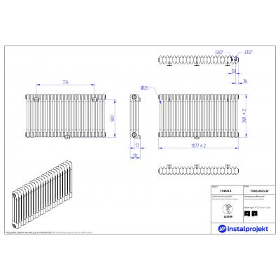 Instal Projekt Tubus 3 TUB305023V grzejnik pokojowy 56.8x107.7 cm podłączenie dolne biały