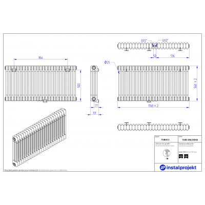 Instal Projekt Tubus 3 TUB305025D50 grzejnik pokojowy 56.8x116.8 cm podłączenie dolne