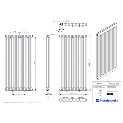 Instal Projekt Tubus 3 TUB318019D50L grzejnik pokojowy 180x89.5 cm podłączenie dolne