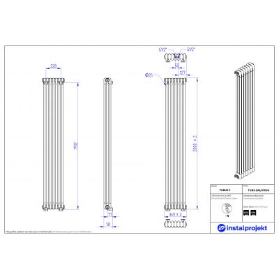 Instal Projekt Tubus 3 TUB320007D50 grzejnik pokojowy 200x34.9 cm podłączenie dolne biały