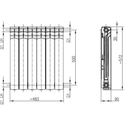 KFA Armatura G500F 78906044 grzejnik pokojowy 57.2x48.3 cm podłączenie boczne biały