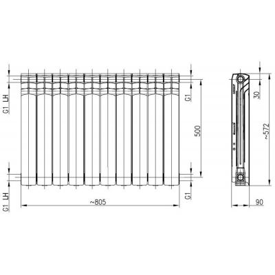 KFA Armatura G500F 78910044 grzejnik pokojowy 57.2x80.5 cm podłączenie boczne biały