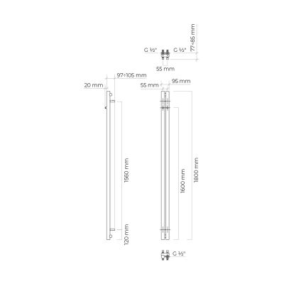 Oltens Stang 55010000 grzejnik łazienkowy dekoracyjny 180x9.5 cm biały
