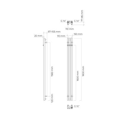 Oltens Stang 55011000 grzejnik łazienkowy dekoracyjny 180x15 cm biały