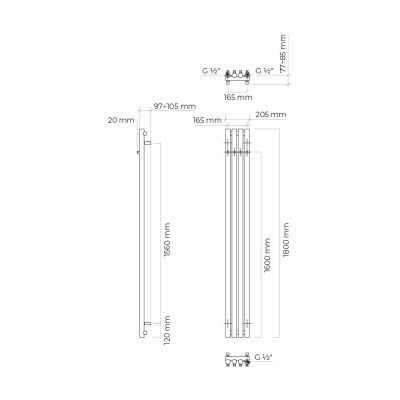 Oltens Stang 55012300 grzejnik łazienkowy dekoracyjny 180x20.5 cm czarny