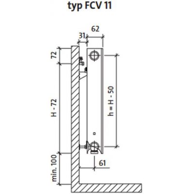 Purmo Plan Ventil Compact F0A1105018010310 grzejnik pokojowy 50x180 cm podłączenie dolne biały