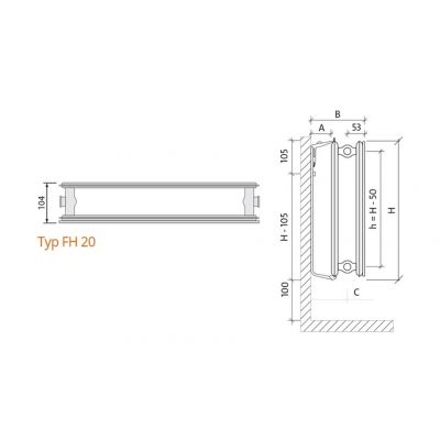 Purmo Plan Ventil Hygiene F0A2006020001300 grzejnik pokojowy 60x200 cm podłączenie boczne biały
