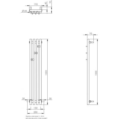 Imers Aries 0112 grzejnik łazienkowy dekoracyjny 100x19 cm biały