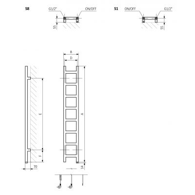 Terma Easy WZEAN160020K916S1U grzejnik łazienkowy 20x160 cm