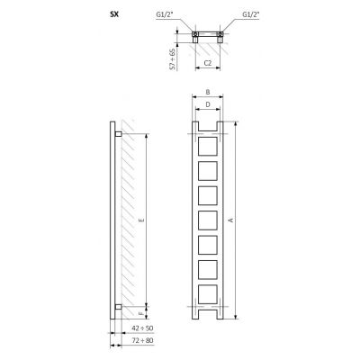 Terma Easy WGEAS128020K916SX grzejnik łazienkowy 20x128 cm