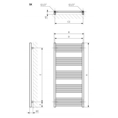 Terma Fiona WGFIN114043K916SX grzejnik łazienkowy 43x114 cm