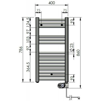 Zehnder Aura PBEZ08040MQ grzejnik elektryczny z grzałką 86x40 cm biały