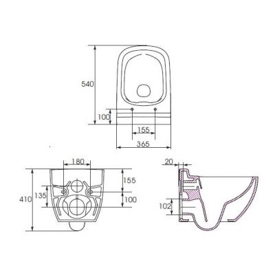 Cersanit Caspia K110233 miska wc wisząca