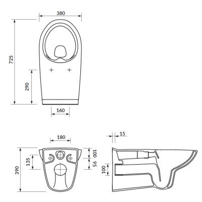 Cersanit Etiuda K670002 miska wc wisząca bez kołnierza dla niepełnosprawnych biała