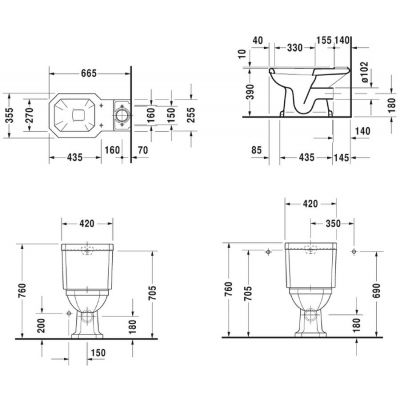 Duravit Seria 1930 0227090000 miska kompakt wc