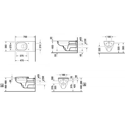 Duravit D-Code 22280900002 miska wc wisząca dla niepełnosprawnych biała