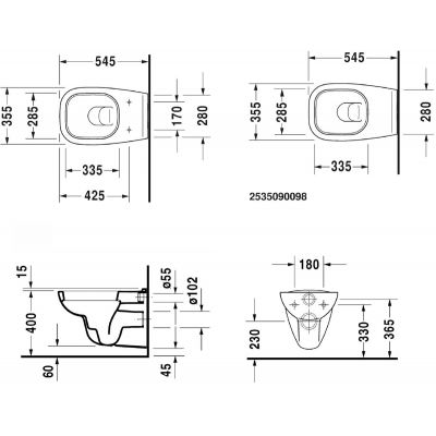 Duravit D-Code 25350900002 miska wc wisząca
