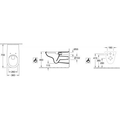 Villeroy & Boch O.Novo Vita 4601R0R1 miska wc wisząca bez kołnierza dla niepełnosprawnych biała