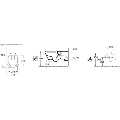 Villeroy & Boch Vita 5649R001 miska wc wisząca dla niepełnosprawnych biała