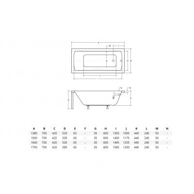 Besco Optima #WAO160PK wanna prostokątna 160x70 cm biała