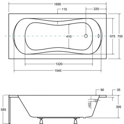 Besco Aria Plus #WAA170PU wanna prostokątna 170x70 cm biała