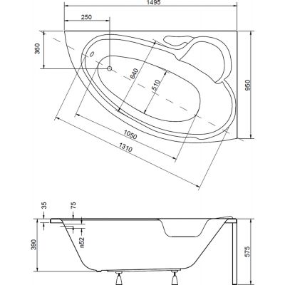 Besco Bianka #WAB150NP wanna narożna 150x95 cm prawa biała