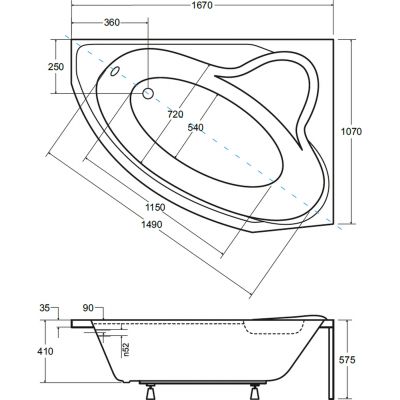 Besco Delfina #WAD166NP wanna narożna 167x107 cm prawa biała