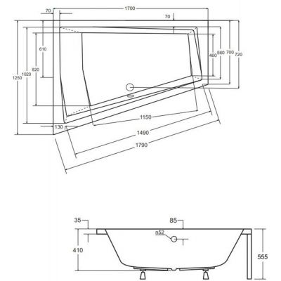 Besco Intima #WAID170NL wanna narożna 170x125 cm lewa biała