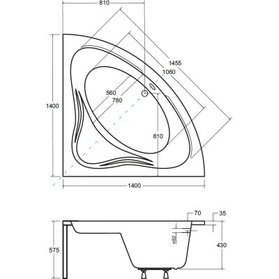 Besco Mia #WAM140NS wanna narożna 140x140 cm lewa biała