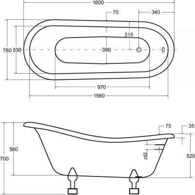 Besco Otylia #WKO160WBI wanna wolnostojąca 160x77 cm owalna biały