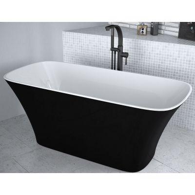 Besco Assos #WMD160ABW wanna wolnostojąca 159x70 cm owalna biała-czarna-dwukolorowa