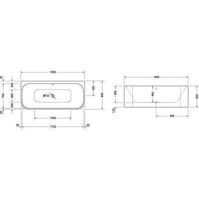 Duravit Happy D.2 700318000000000 wanna przyścienna 180x80 cm