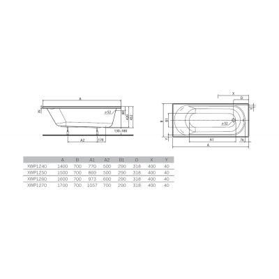 Koło Opal Plus XWP1260000 wanna prostokątna 160x70 cm