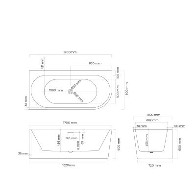 Oltens Hulda 11005000 wanna narożna 170x80 cm prostokątna biała