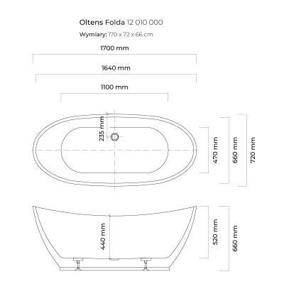 Oltens Folda 12010000 wanna wolnostojąca 170x72 cm owalna biała