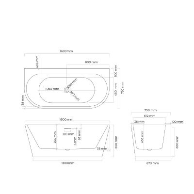 Oltens Hulda 12020000 wanna przyścienna 160x75 cm biała