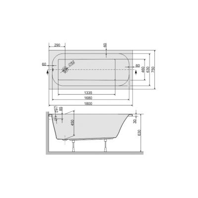 Sanplast Free Line 610040019001000 wanna prostokątna 180x75 cm