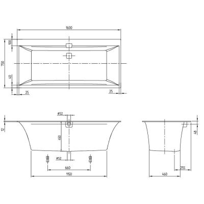 Villeroy & Boch Squaro Edge 12 UBQ160SQE2DV01 wanna prostokątna 160x75 cm