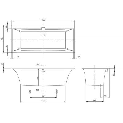 Villeroy & Boch Squaro Edge 12 UBQ170SQE2DV01 wanna prostokątna 170x75 cm biały