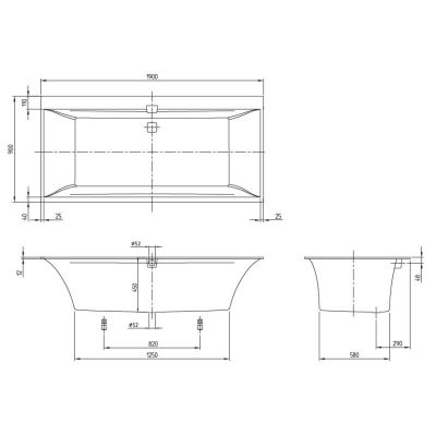 Villeroy & Boch Squaro Edge 12 UBQ190SQE2DV01 wanna prostokątna 190x90 cm