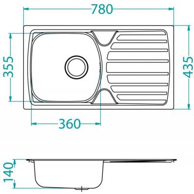 Alveus Basic 1136539 zlewozmywak stalowy 78x43.5 cm
