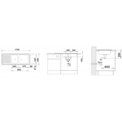 Blanco Top 500847 zlewozmywak stalowy 110x43.5 cm