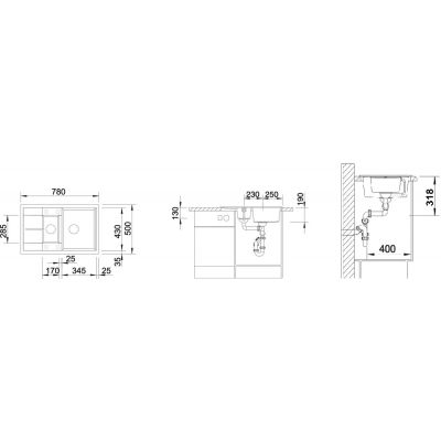 Blanco Metra 6 S Compact 518876 zlewozmywak granitowy 78x50 cm