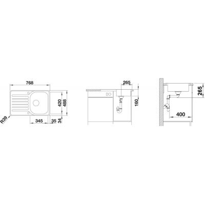 Blanco Lantos 45 S-IF Compact 519059 zlewozmywak stalowy 76.8x48.8 cm