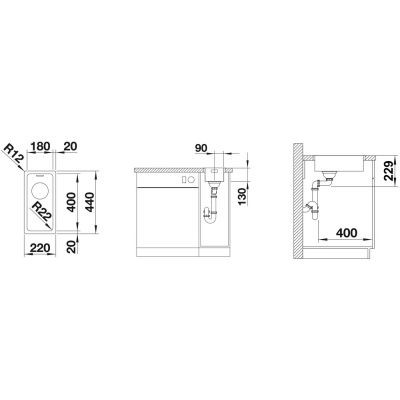 Blanco Andano 180-IF 522951 zlewozmywak stalowy 44x22 cm