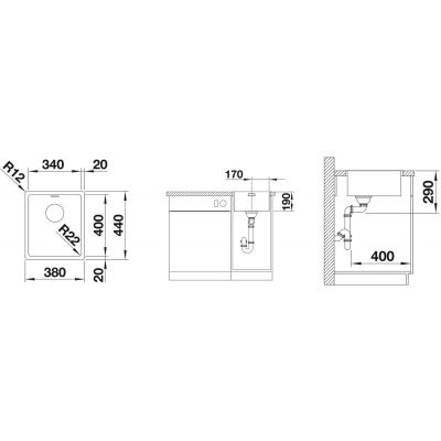 Blanco Andano 340-IF 522953 zlewozmywak stalowy 44x38 cm
